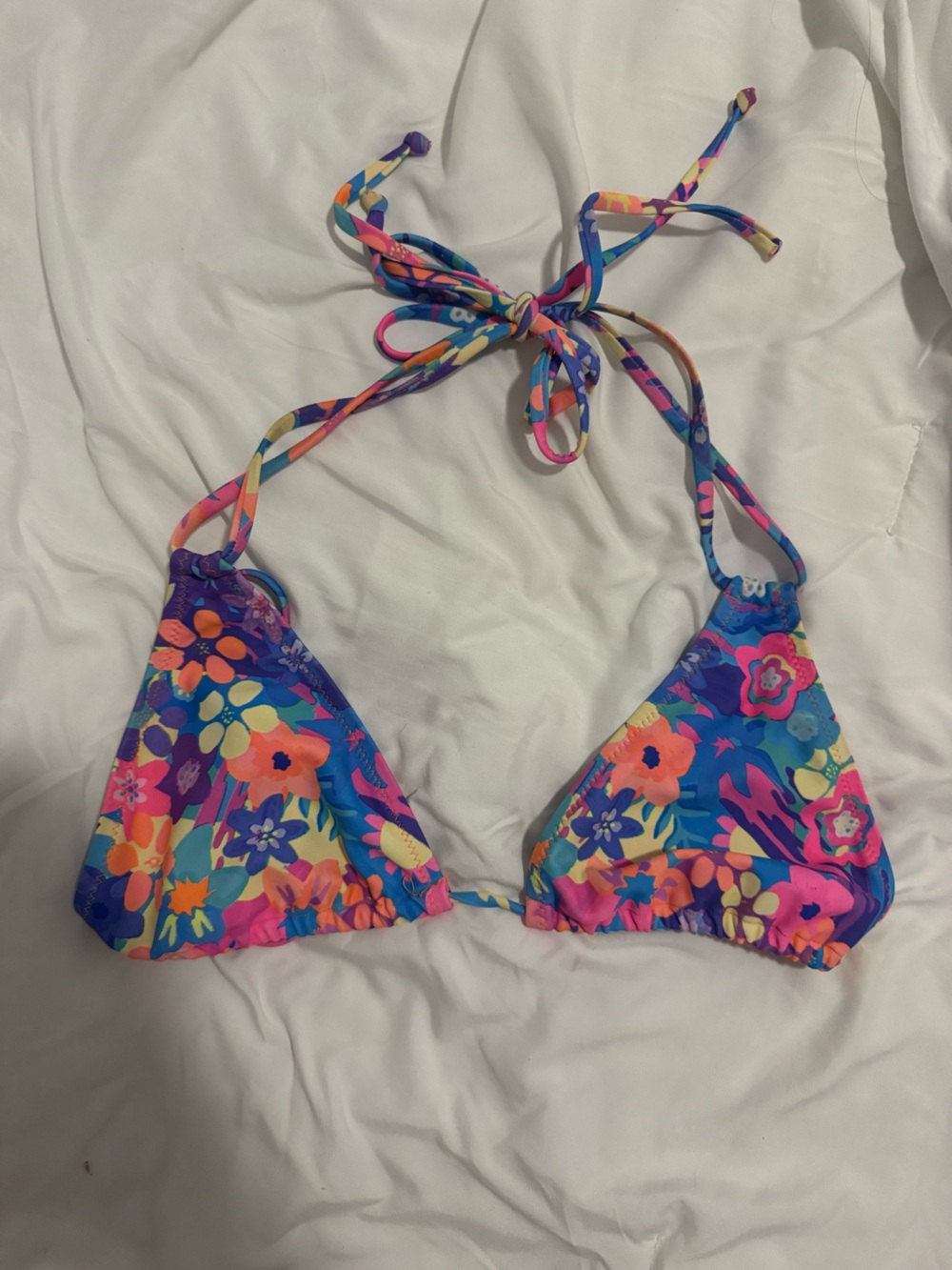 Kulani Kini Colorful Floral Triangle Bikini Top